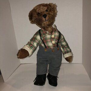 Vintage Heirloom  Coca Cola Teddy Bear Fully Jointed Suspenders